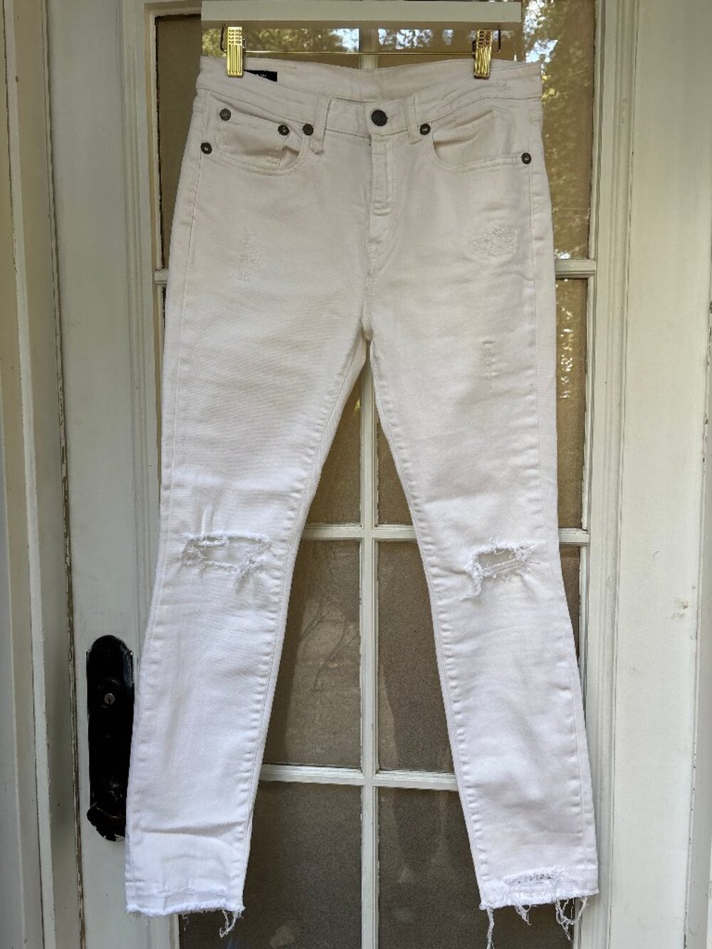 R13 Jenny Mid Rise Skinny Jeans – Size 29 – White Distressed